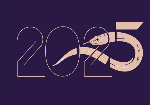 插畫(huà)2025新年數(shù)字蛇創(chuàng)意元素