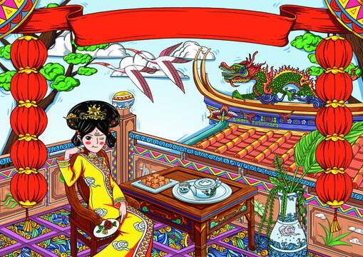 宮廷糕點(diǎn)插畫(huà)