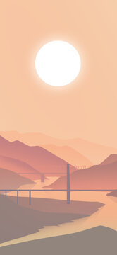 平面風(fēng)格夕陽