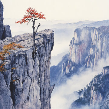 迎客松油畫