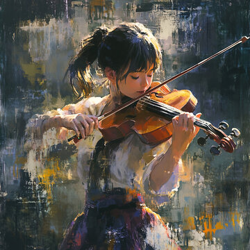 拉小提琴少女