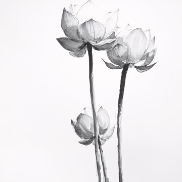 水墨蓮花墨荷