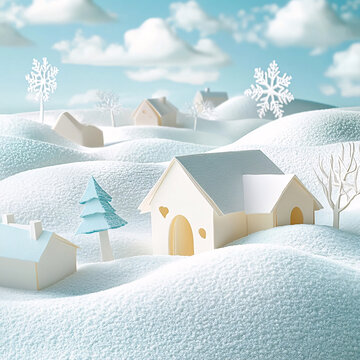 冬天雪屋積雪雪景