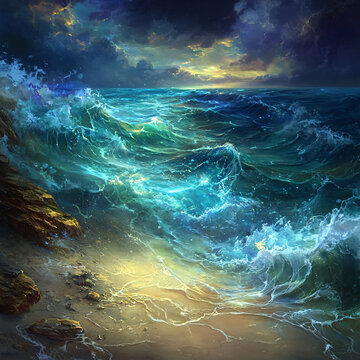 大海高清油畫
