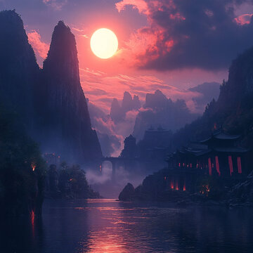 古風(fēng)山水場景