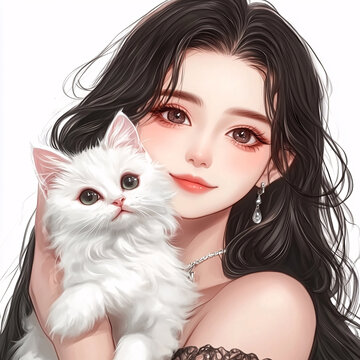 抱貓美女貓