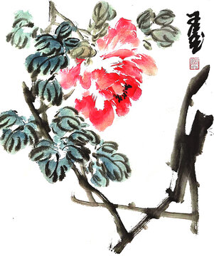 寫意牡丹花