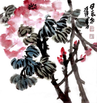 寫意牡丹花