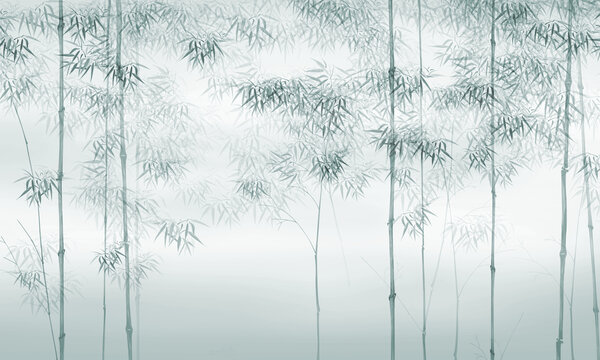 水墨竹林背景墻