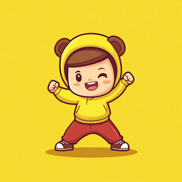 可愛卡通跳舞男孩