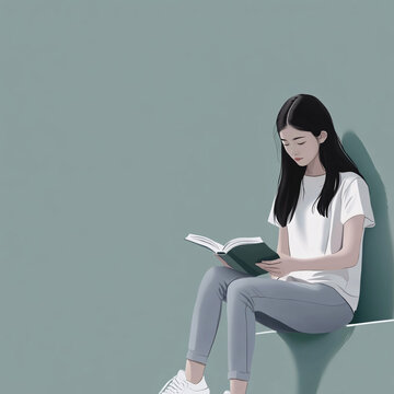 認真讀書的女生