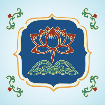 中國傳統(tǒng)蓮花紋樣矢量圖案