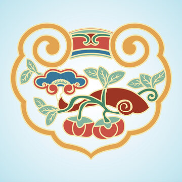 如意魚戲蓮花吉祥紋樣矢量圖案