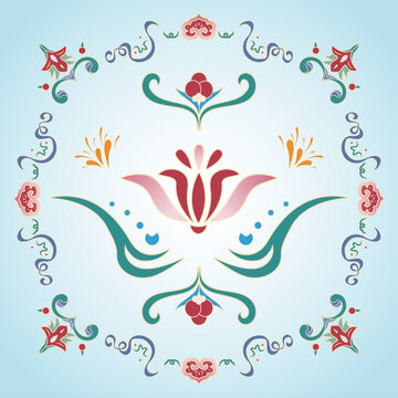 卷草蓮花對(duì)稱(chēng)矢量紋樣圖案