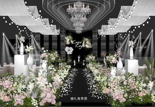 白綠粉婚禮效果圖