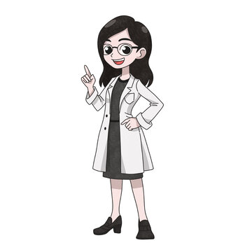 白大褂女醫(yī)生Q版卡通人物圖案