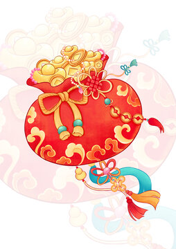 國(guó)潮風(fēng)格福袋插畫(huà)