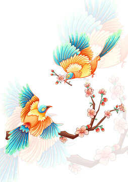 國潮風(fēng)格喜鵲插畫