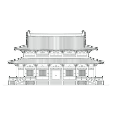 大殿立面線稿圖