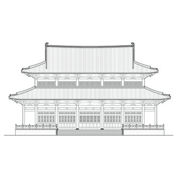 觀音殿立面線稿圖