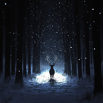 卡通唯美夢幻鹿