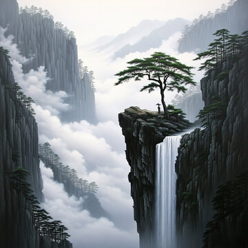 迎客松松樹(shù)禪意山水