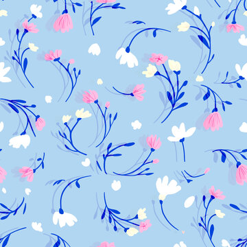 藍(lán)色小碎花印花