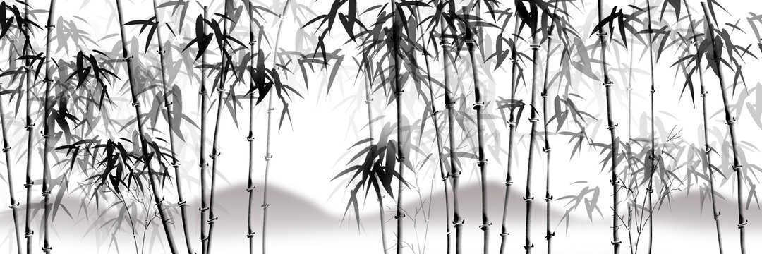 巨幅水墨竹子背景墻