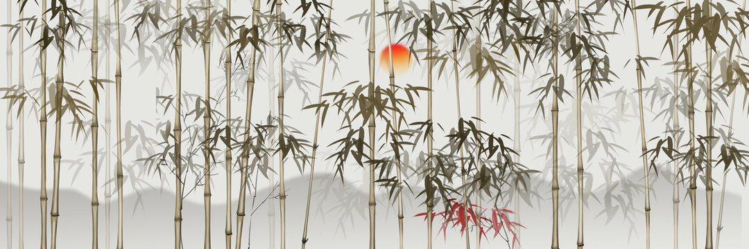 巨幅水墨竹子