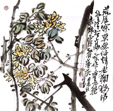 寫意菊花裝飾畫(huà)