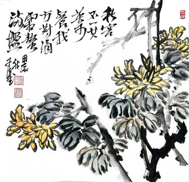 寫意菊花裝飾畫