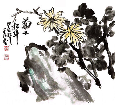寫意菊花裝飾畫