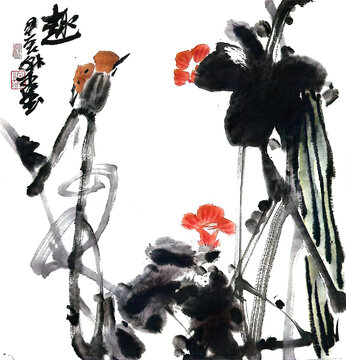 寫(xiě)意絲瓜裝飾畫(huà)
