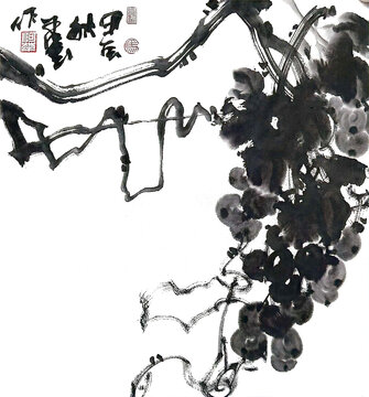 寫意葡萄裝飾畫