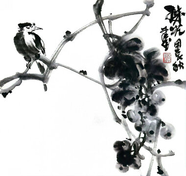 寫意葡萄裝飾畫