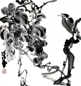 寫意葡萄裝飾畫