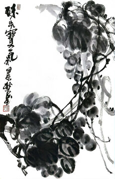 寫意葡萄裝飾畫