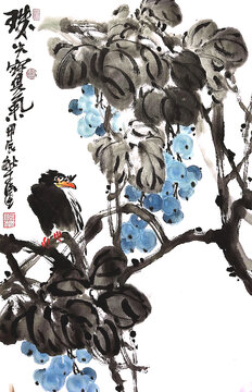 寫意葡萄裝飾畫