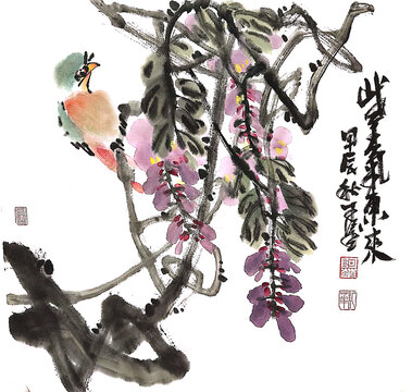 寫意紫藤裝飾畫