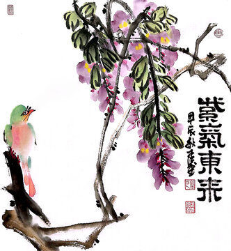 寫意紫藤裝飾畫