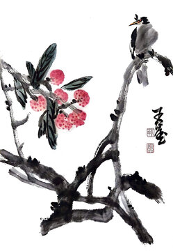 寫意荔枝裝飾畫