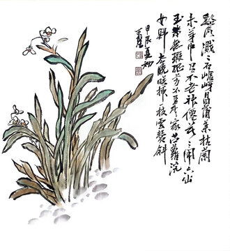 寫(xiě)意水仙花裝飾畫(huà)