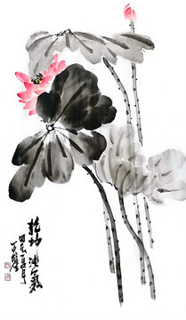 寫意荷花裝飾畫