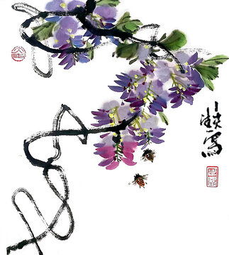 紫藤裝飾畫