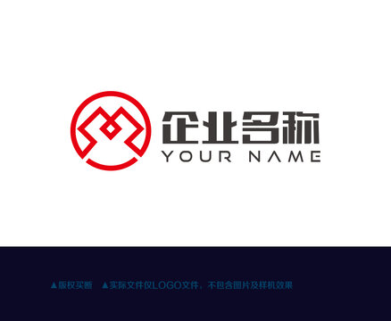 字母m錢幣logo