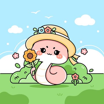 蛇年ip形象春日小蛇