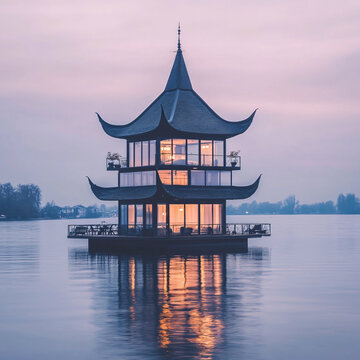 湖中樓亭
