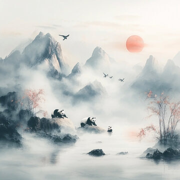 國潮古風(fēng)意境山水