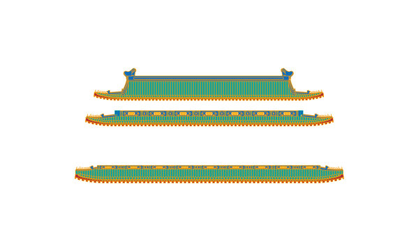 正陽門古建筑屋頂矢量插畫素材