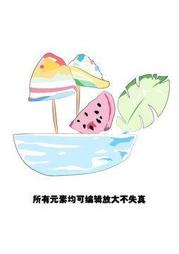 卡通創(chuàng)意雪糕西瓜小船